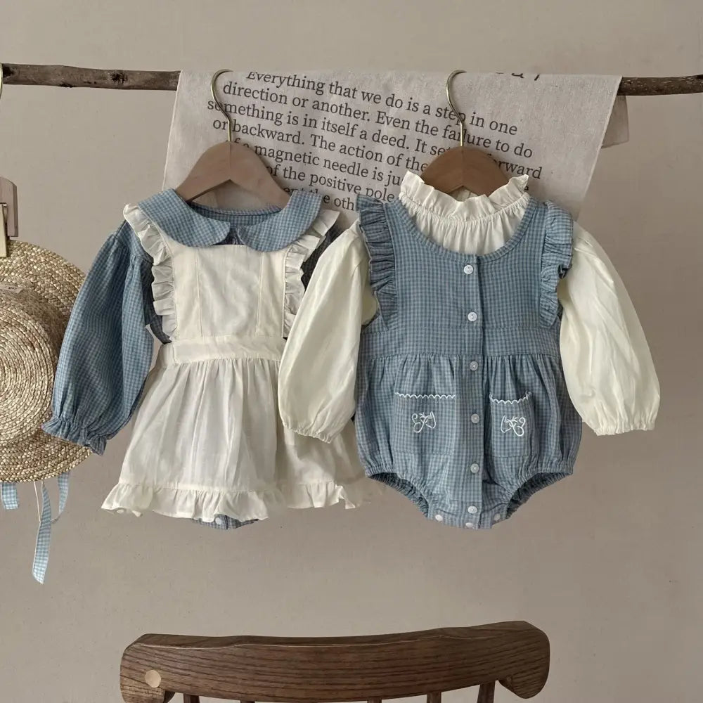 Plaid Romper Sling & Overskirt