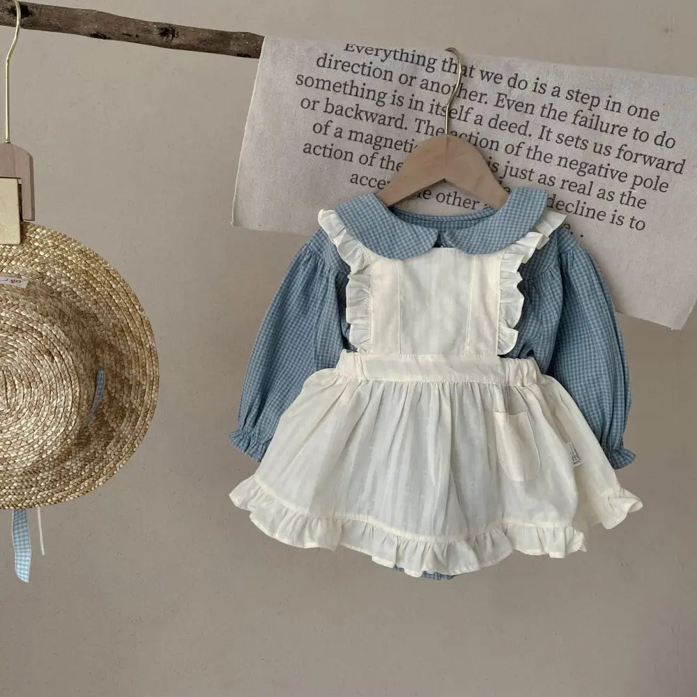 Plaid Romper Sling & Overskirt - Set / 100cm