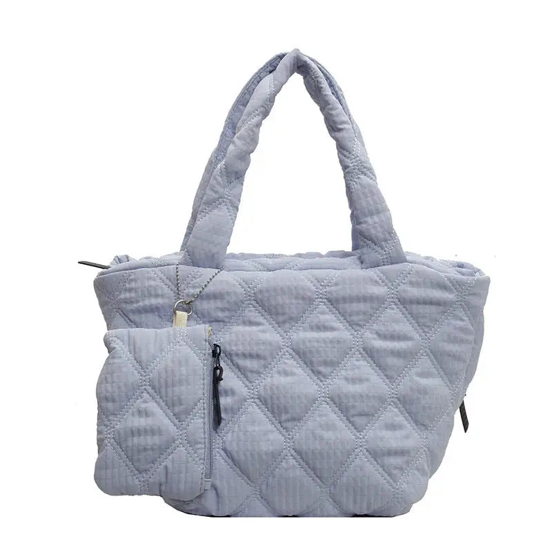 PlaidPerfection: Women’s Diamond Shoulder Bag - Blue