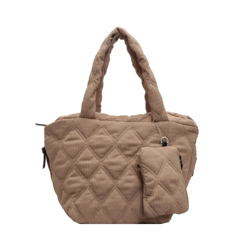 PlaidPerfection: Women’s Diamond Shoulder Bag - Khaki