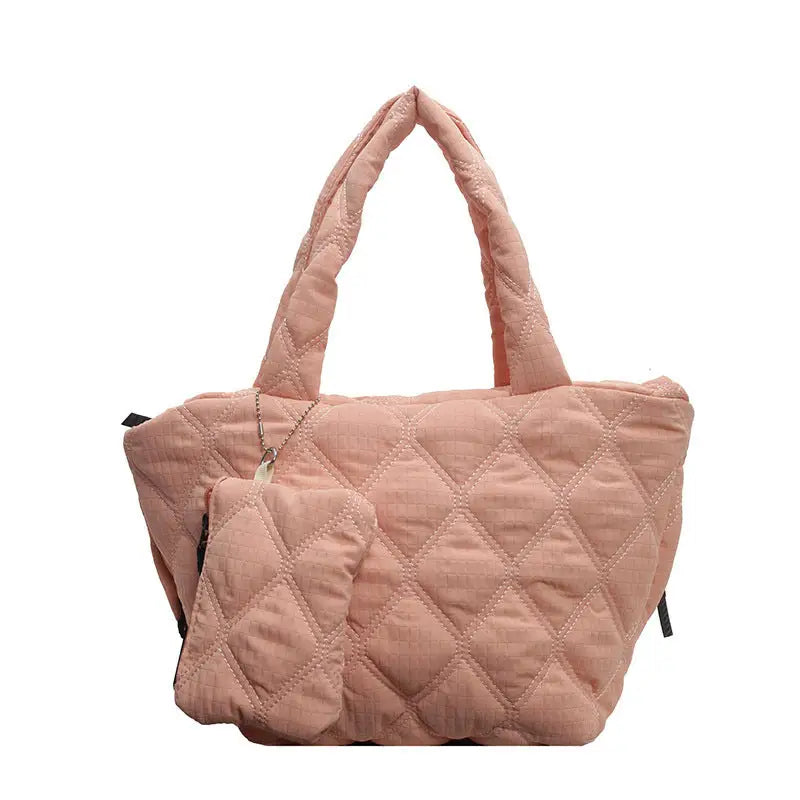 PlaidPerfection: Women’s Diamond Shoulder Bag - Orange