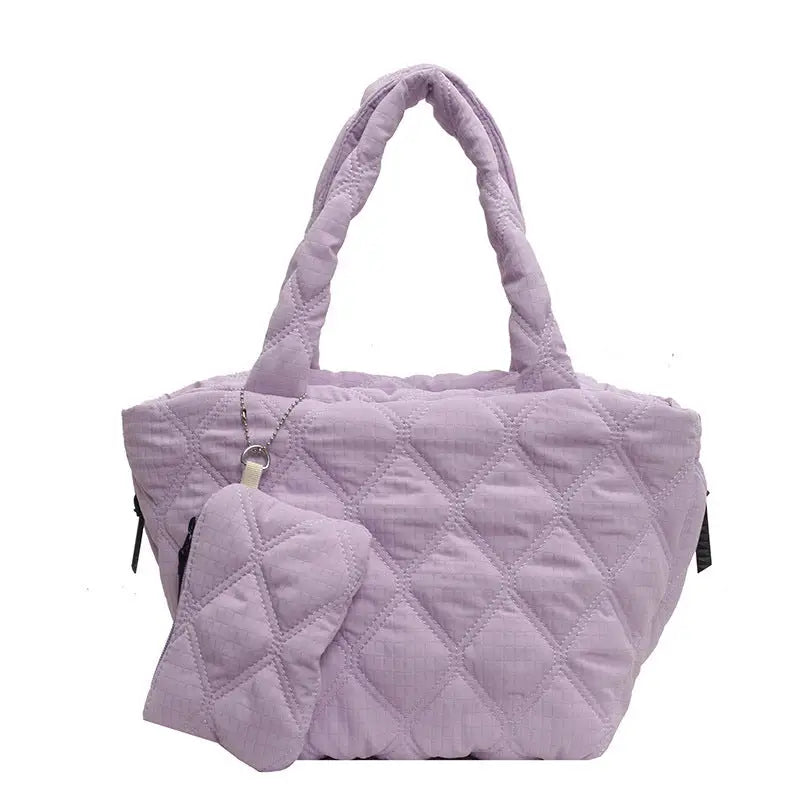 PlaidPerfection: Women’s Diamond Shoulder Bag - Purple