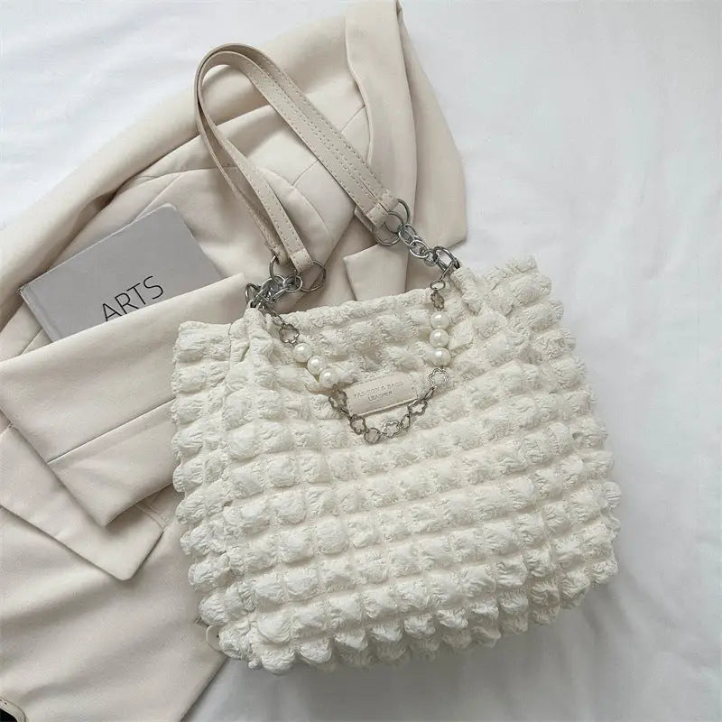 PleatEase Shoulder Bag - White