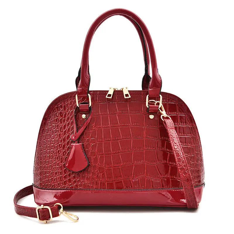 Polyester and PU Suitcase Shell Shape Packing Bag 22x30x15cm - Red