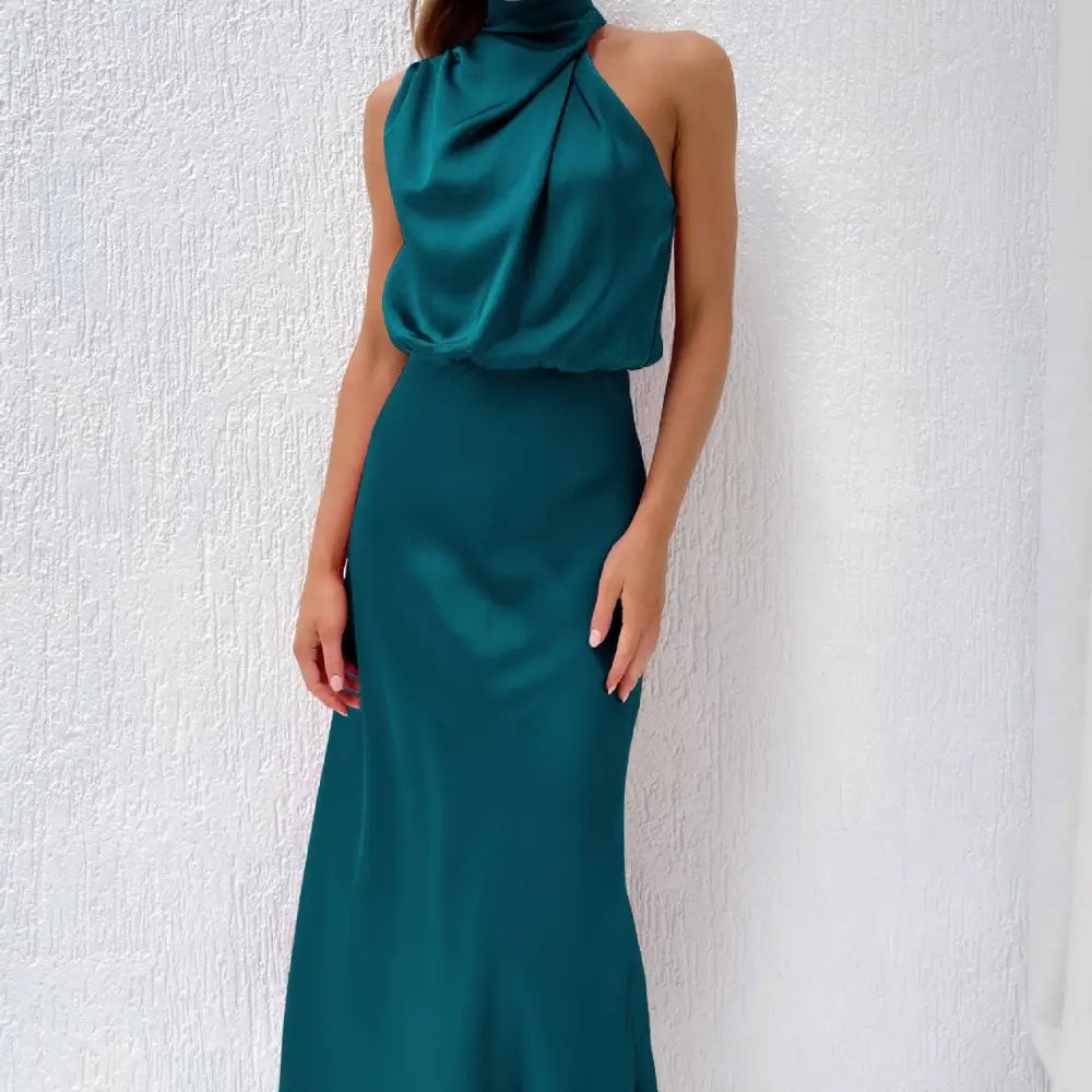 Polyester Fame Style Dress in Multiple Colors - Lake Blue / S