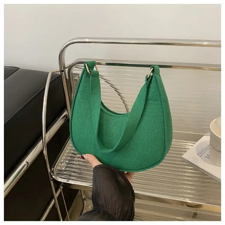 Polyester Felt Handbag in Multiple Colors Free Size - Green / Free Size