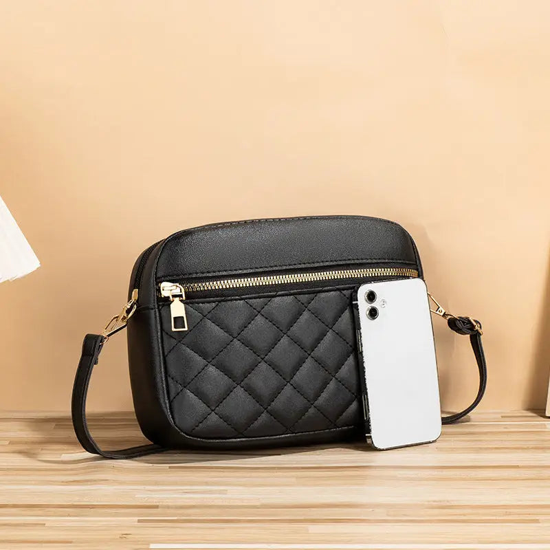 Polyester PU Suitcase with Diamond Mesh Stitching and Packing Bag