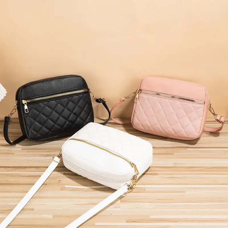 Polyester PU Suitcase with Diamond Mesh Stitching and Packing Bag