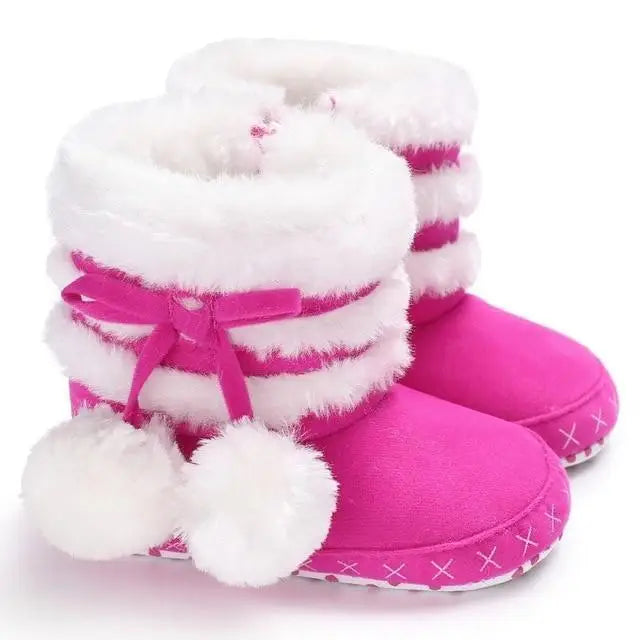 Pom Pom Cozy Booties - Pink / 13CM
