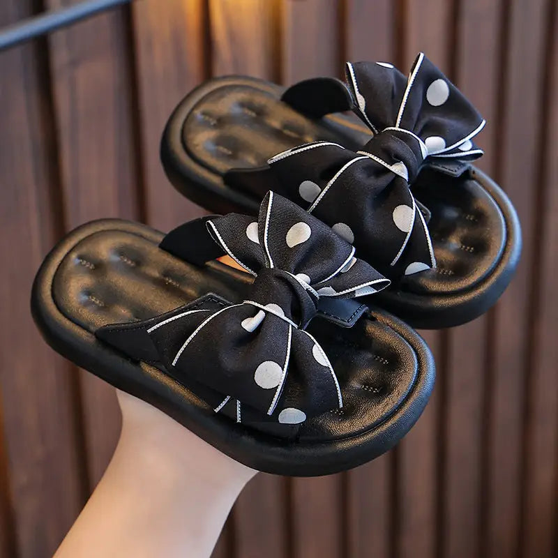 Princess Bowknot Slippers for Girls - Black / Size 24