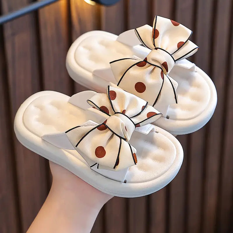 Princess Bowknot Slippers for Girls - White / Size 24