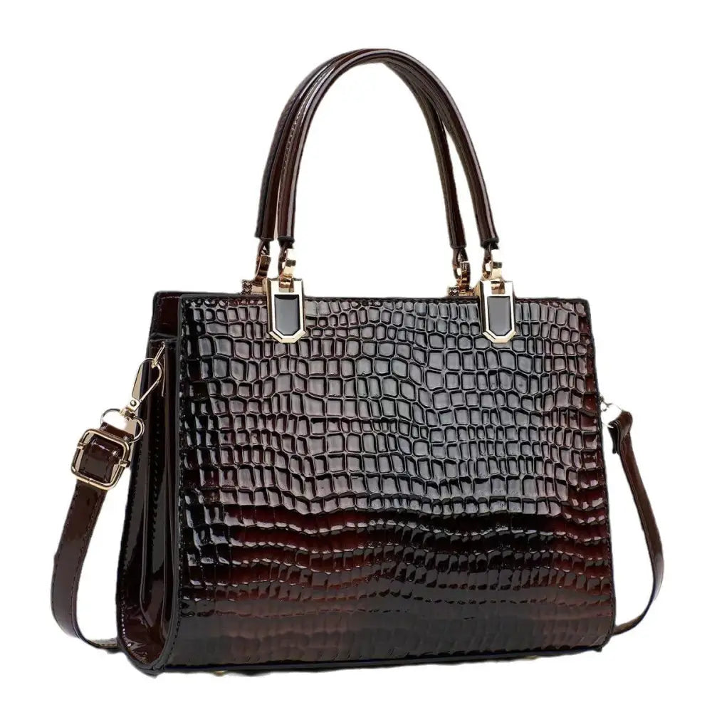 PU Horizontal Square Suitcase Bag with Multiple Zipper Compartments