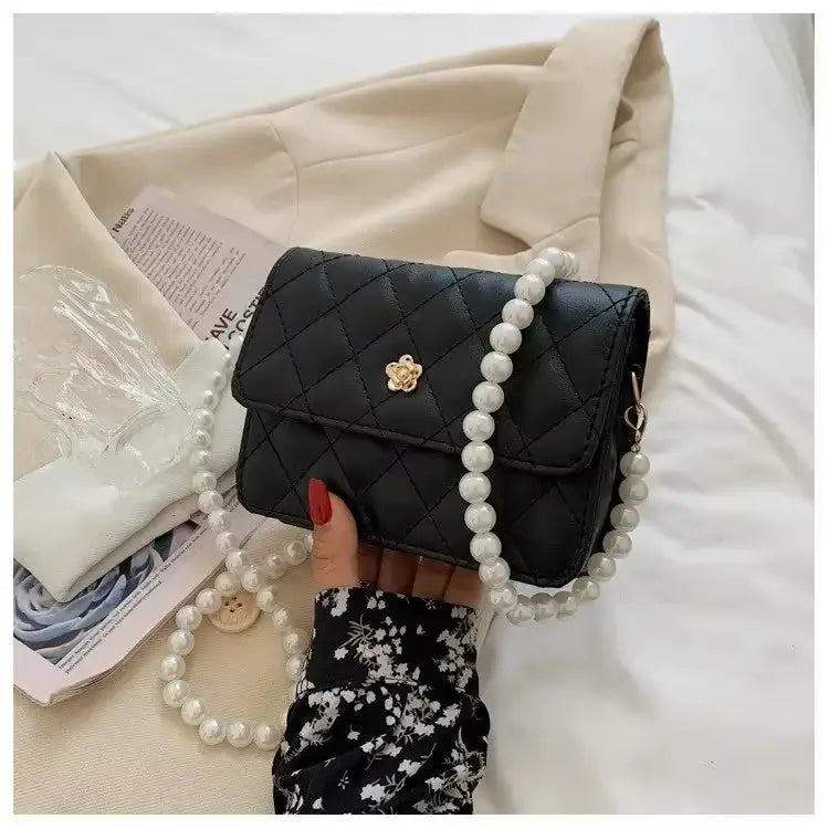 PU Leather Clamshell Crossbody Bag with Mobile Phone Pocket - Black