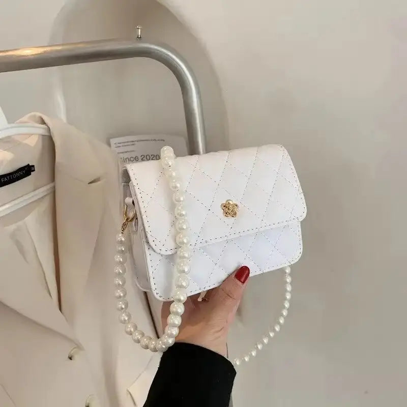 PU Leather Clamshell Crossbody Bag with Mobile Phone Pocket - White
