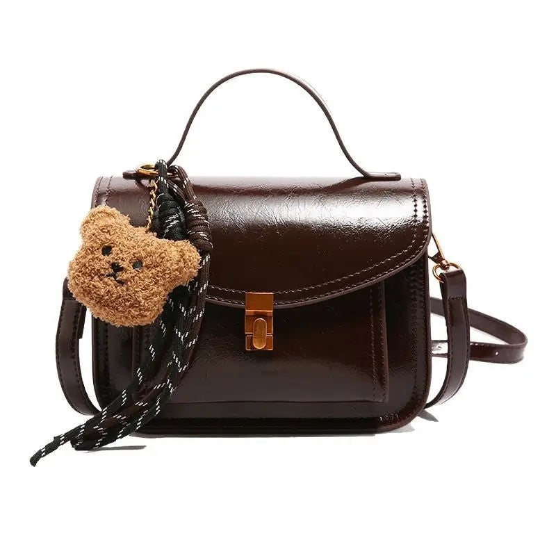 PU Leather Horizontal Square Bag with Zipper Compartment