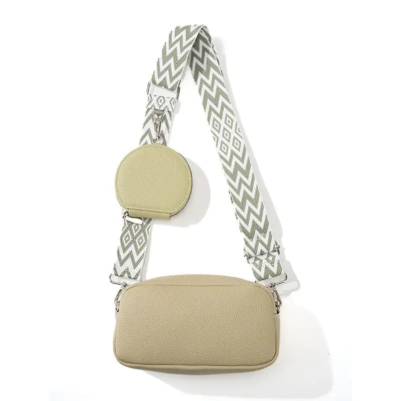 PU Leather Horizontal Square Suitcase Bag with Internal Zipper Pocket - Green