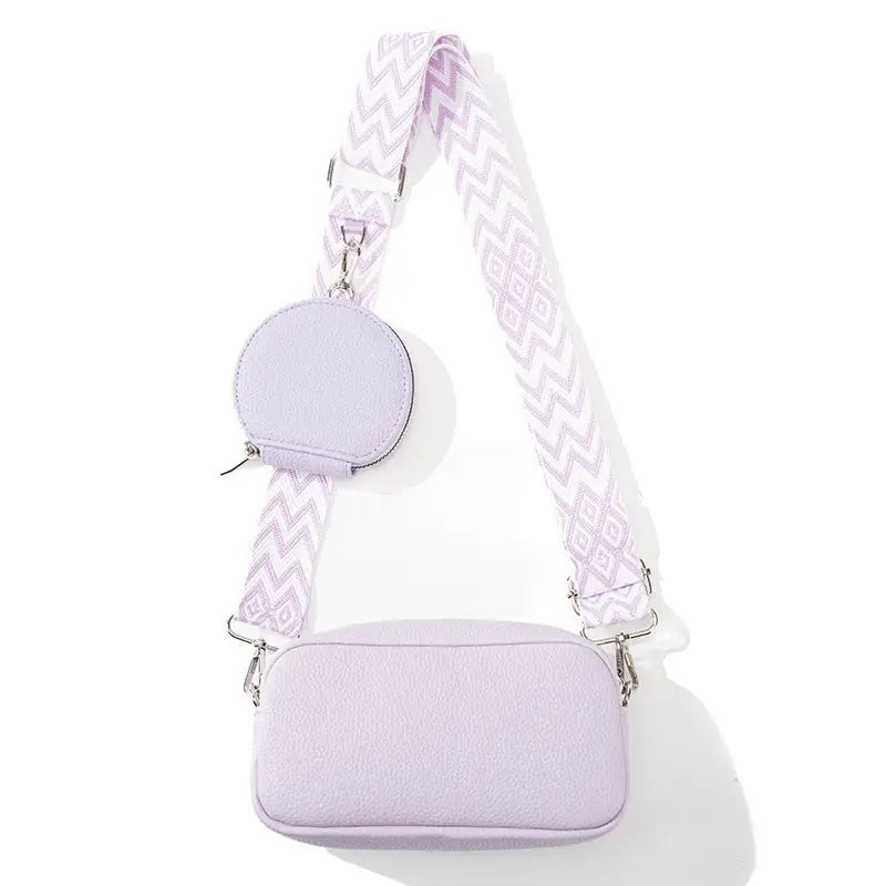 PU Leather Horizontal Square Suitcase Bag with Internal Zipper Pocket - Purple