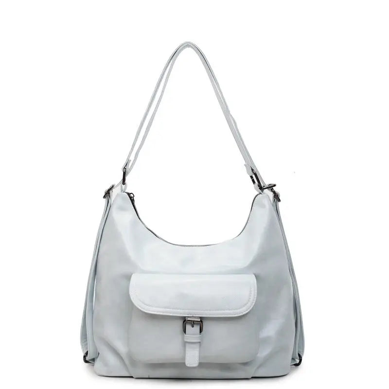 PU Leather Horizontal Square Suitcase with Double Shoulder Straps