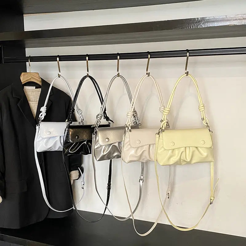 PU Leather Horizontal Suitcase Shoulder Bag with Double Strap