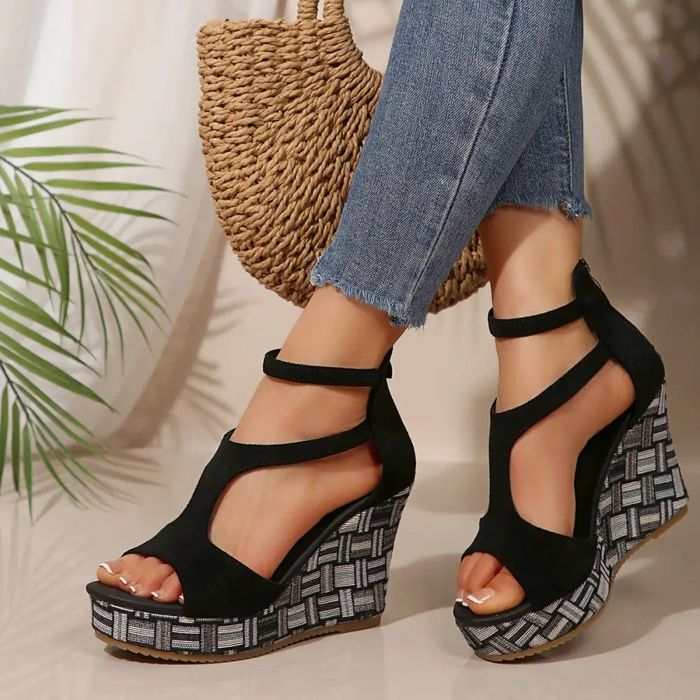 PU Scaffold Fish Mouth Shoes in Multiple Colors and Sizes - Black / 35