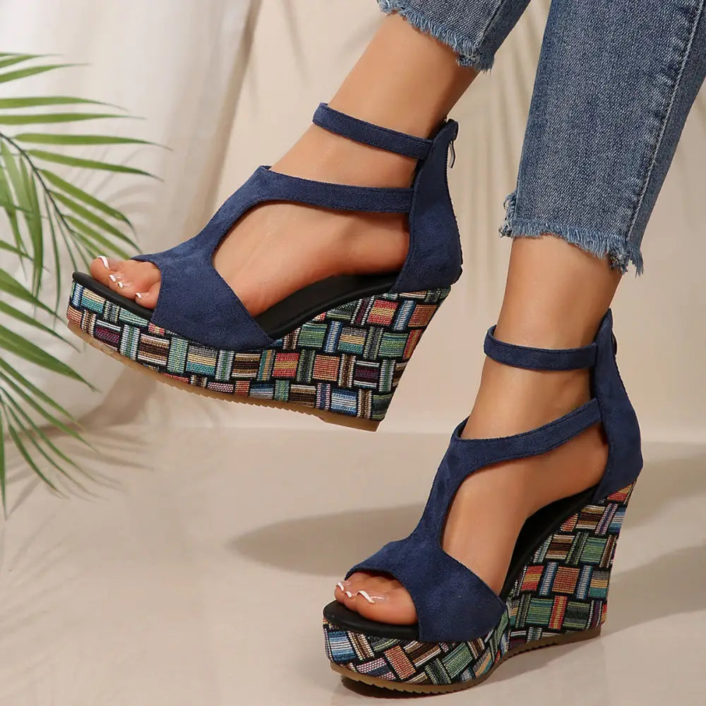 PU Scaffold Fish Mouth Shoes in Multiple Colors and Sizes - Dark Blue / 35