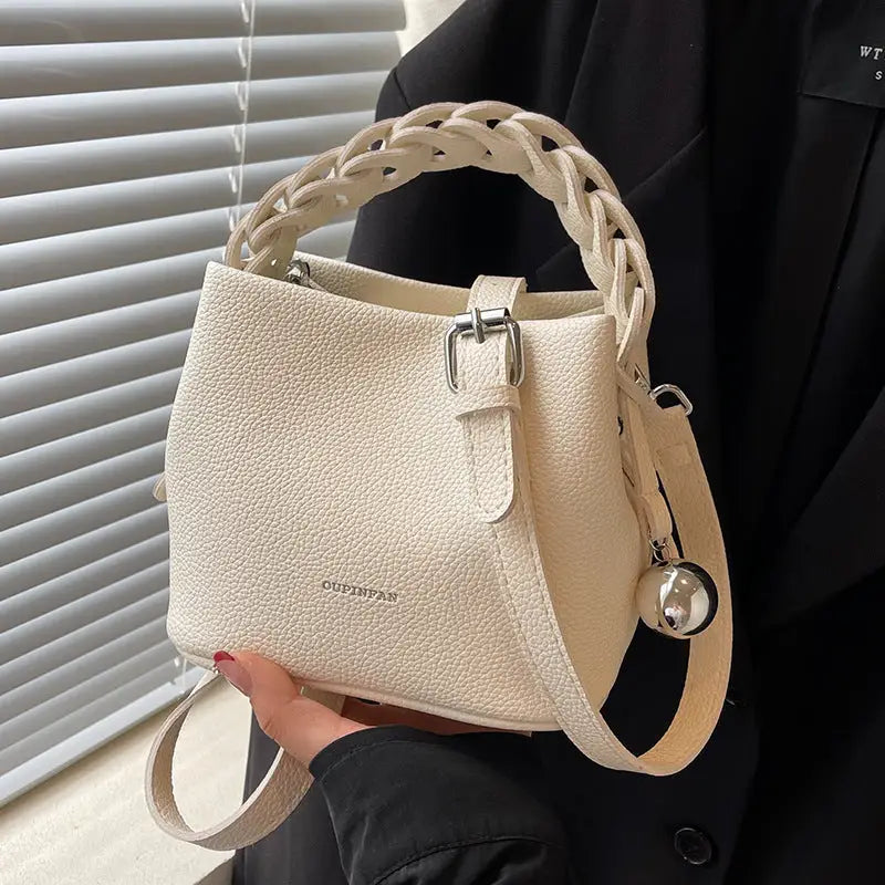 PU Suitcase Bucket Packing Bag with Polyester Lining in Multiple Colors - Beige