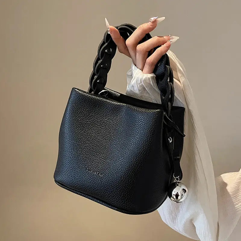 PU Suitcase Bucket Packing Bag with Polyester Lining in Multiple Colors - Black