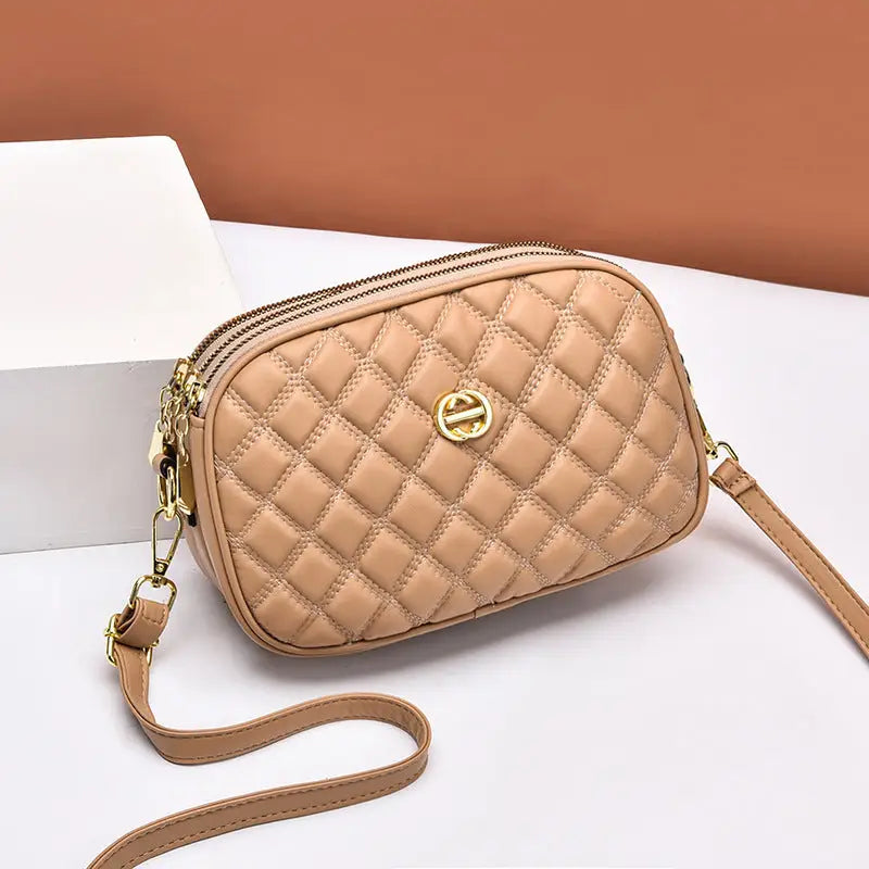 PU Suitcase Style Crossbody Bag for Women in Multiple Colors - Khaki