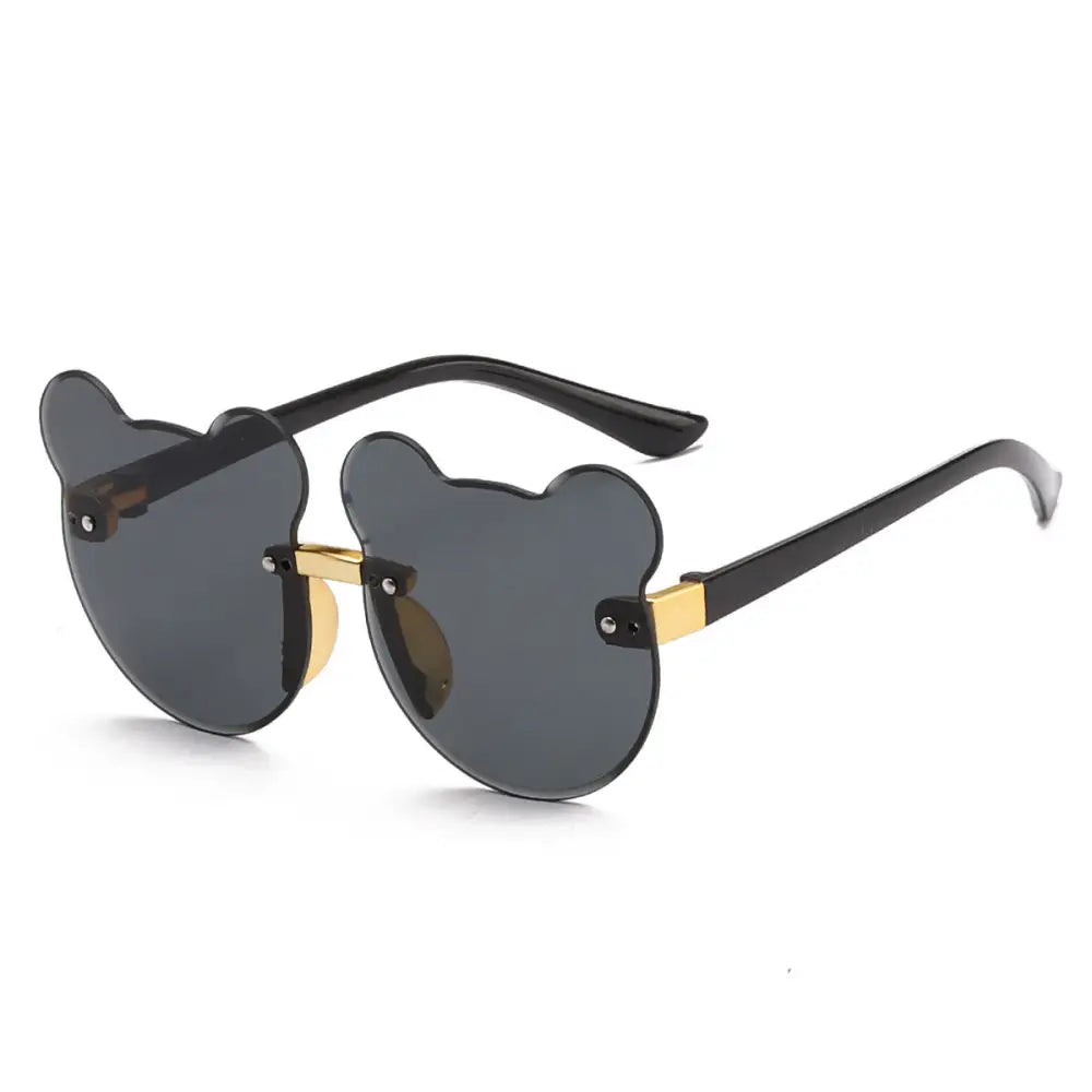 Purrfect Paws: Frameless Cat Ear Sunglasses - Gold frame grey sheet