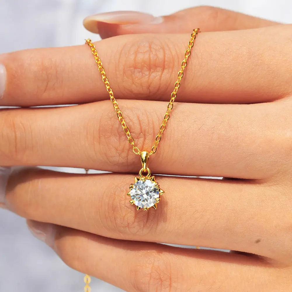 Radiant Moissanite Pendant Necklace - 1CT Zircon / 925 Silver