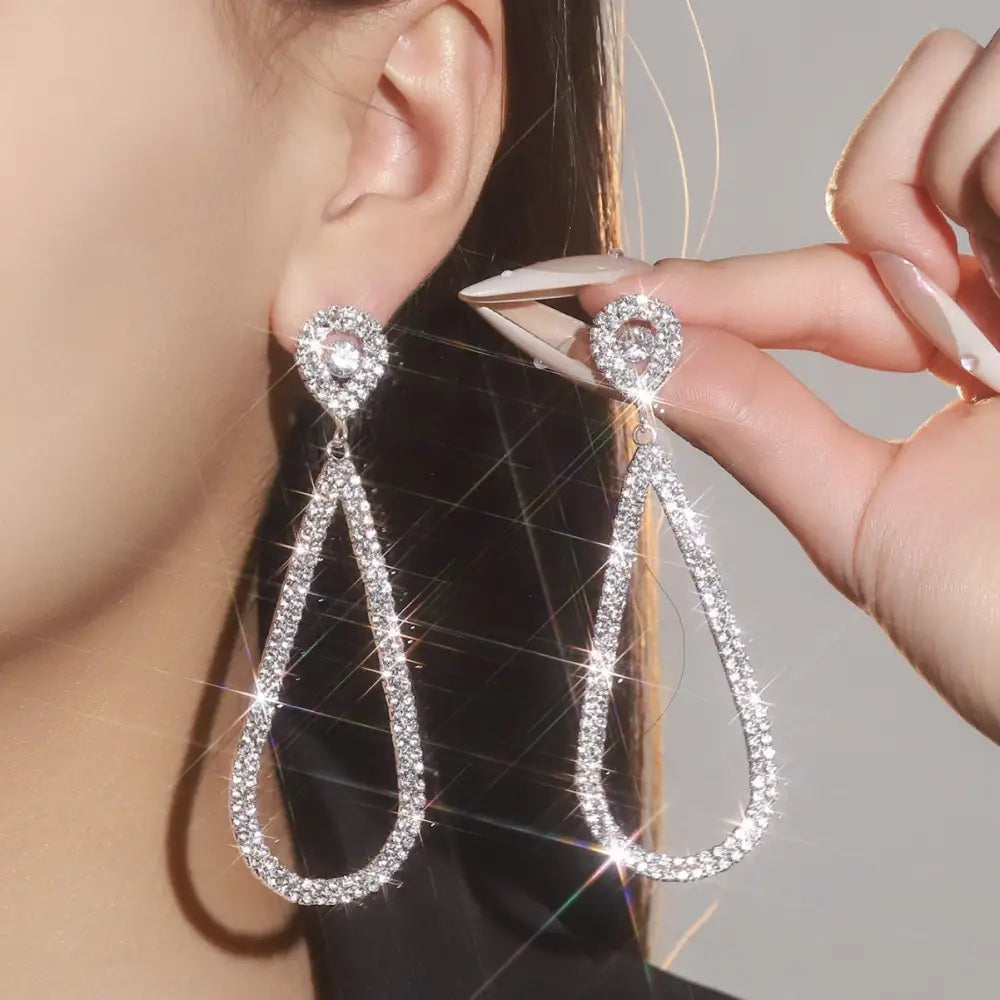 Radiant Sparkle Geo Earrings - Bold & Chic - Silver