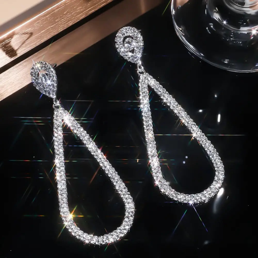 Radiant Sparkle Geo Earrings - Bold & Chic - Silver