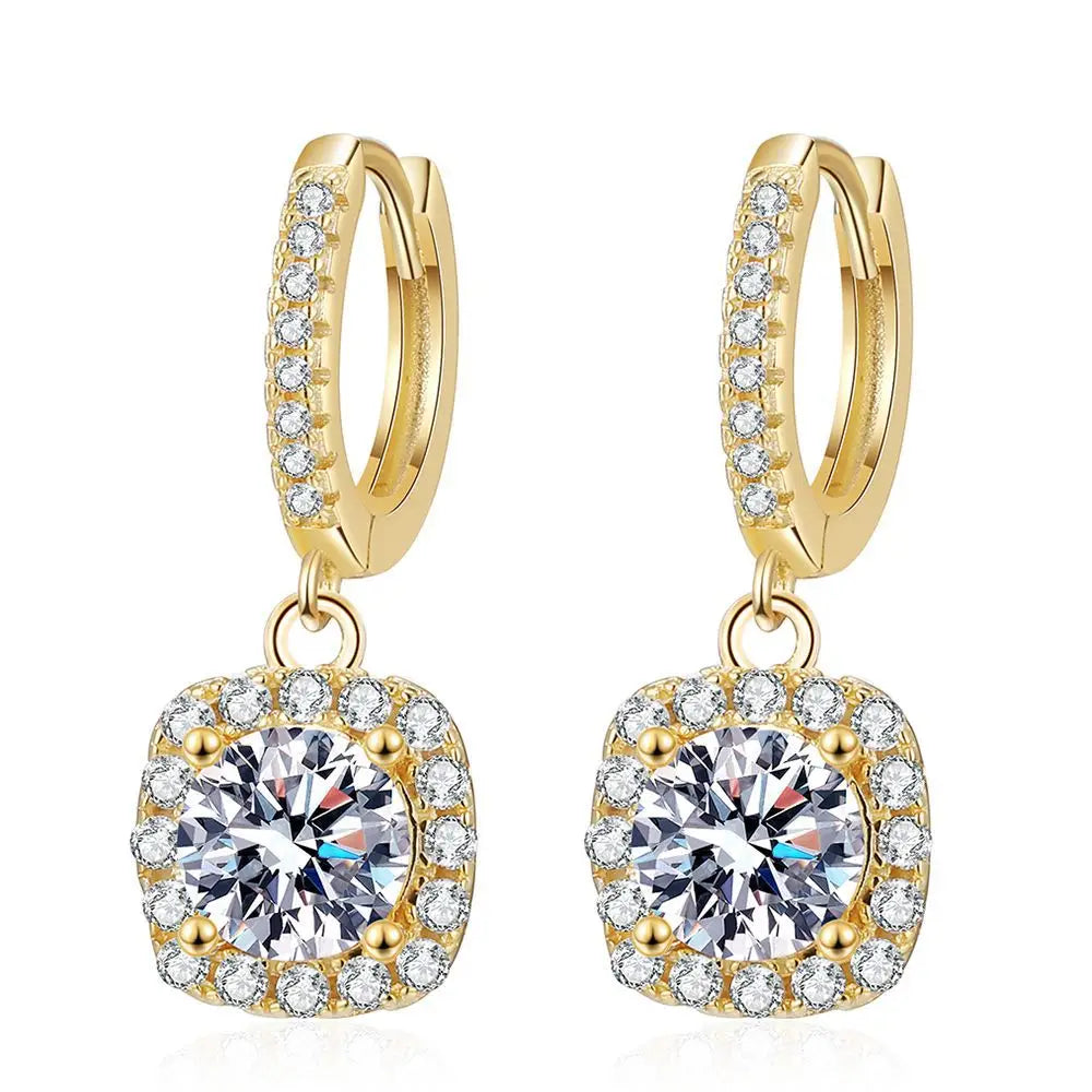 Radiant Square: Moissanite Studs in Silver