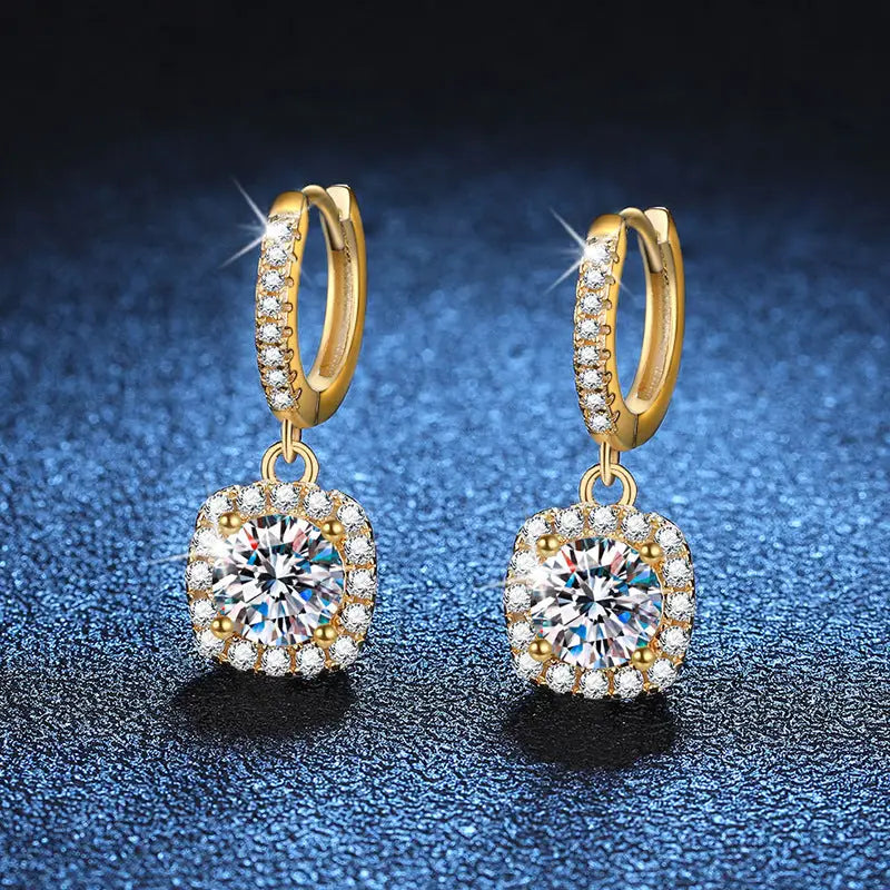 Radiant Square: Moissanite Studs in Silver