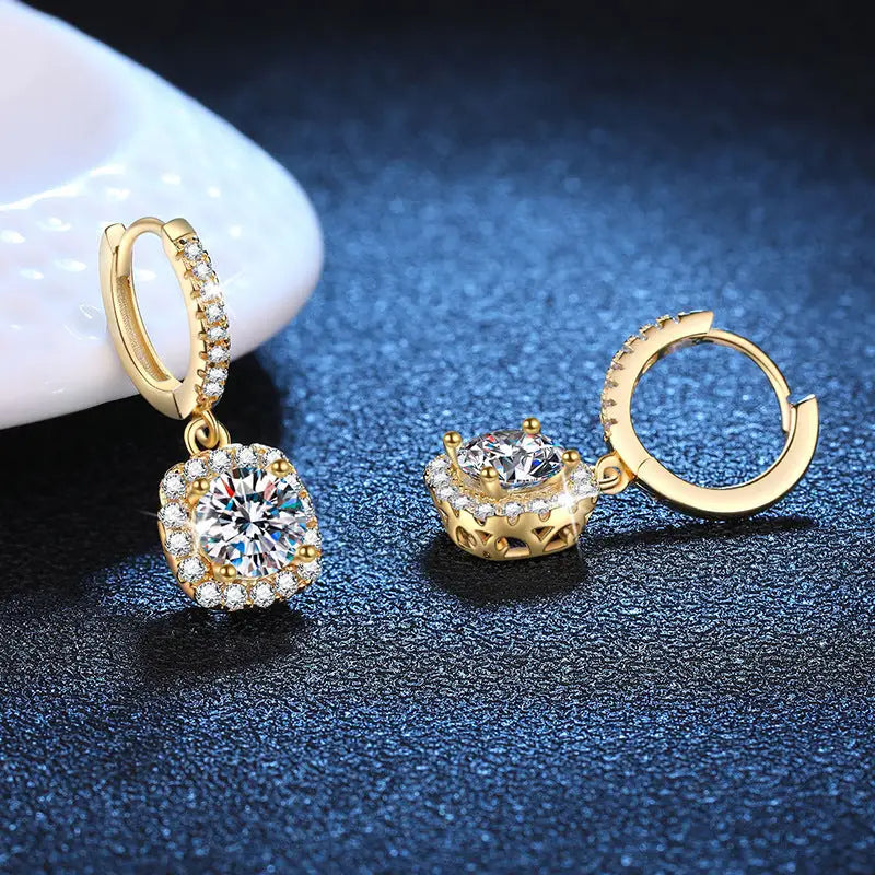 Radiant Square: Moissanite Studs in Silver