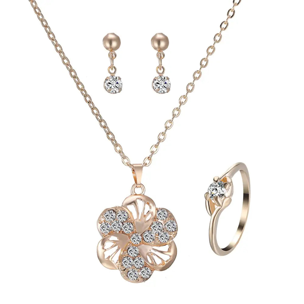 RadiantHeart Rhinestone Pendant Set