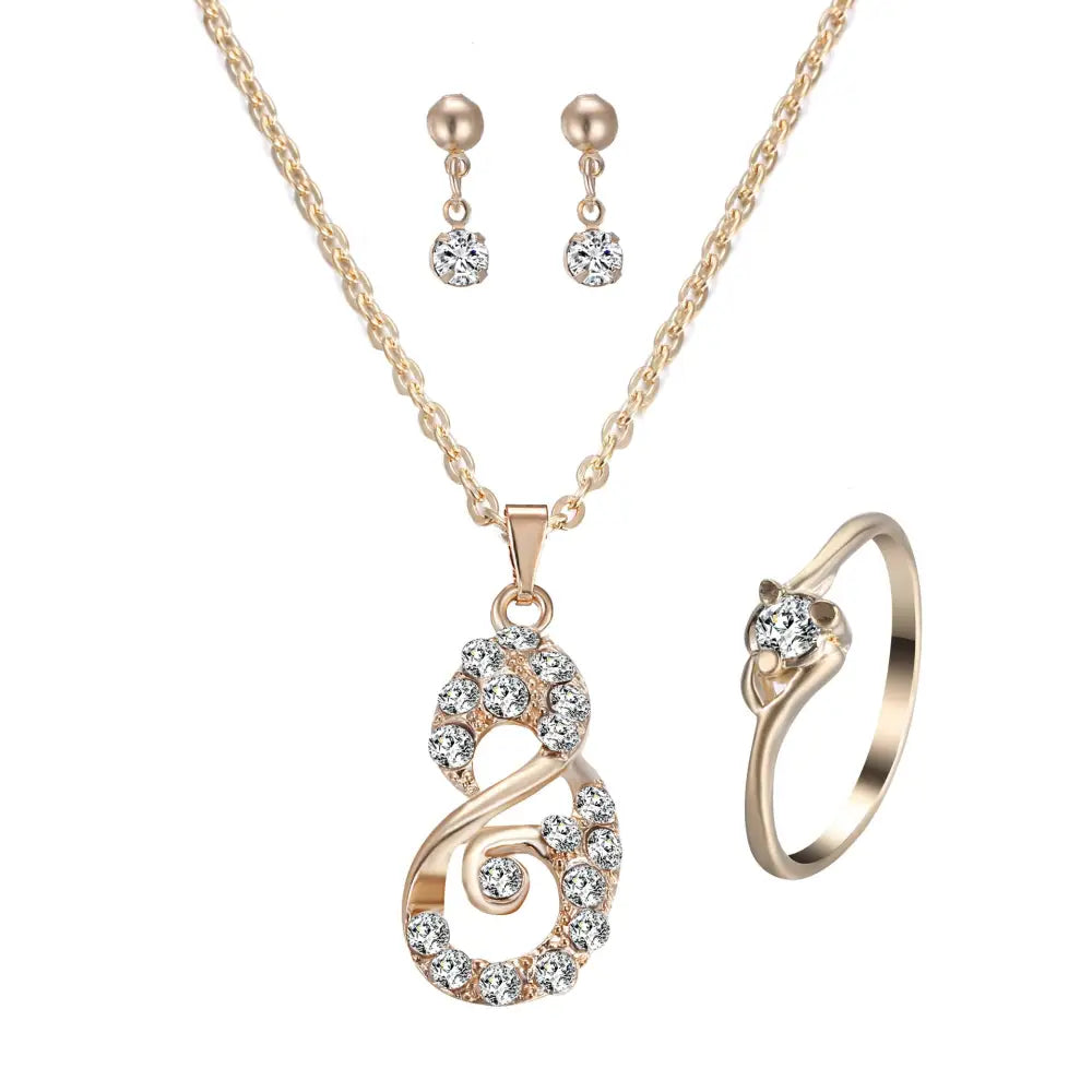 RadiantHeart Rhinestone Pendant Set - B