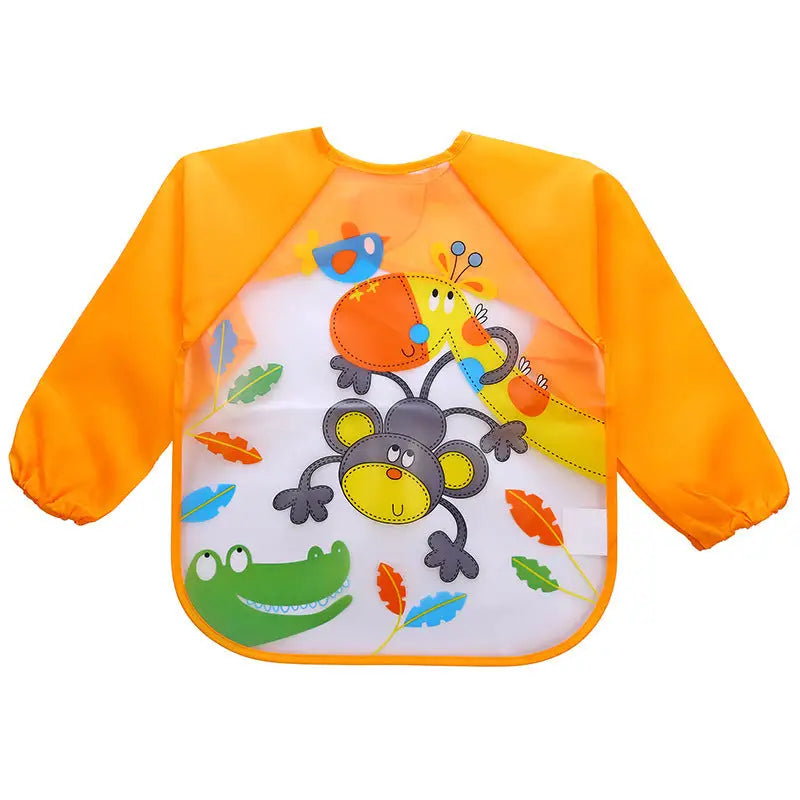Rainy Day Artist: Kids Waterproof Art Apron - No 1 Yellow Giraffe Monkey