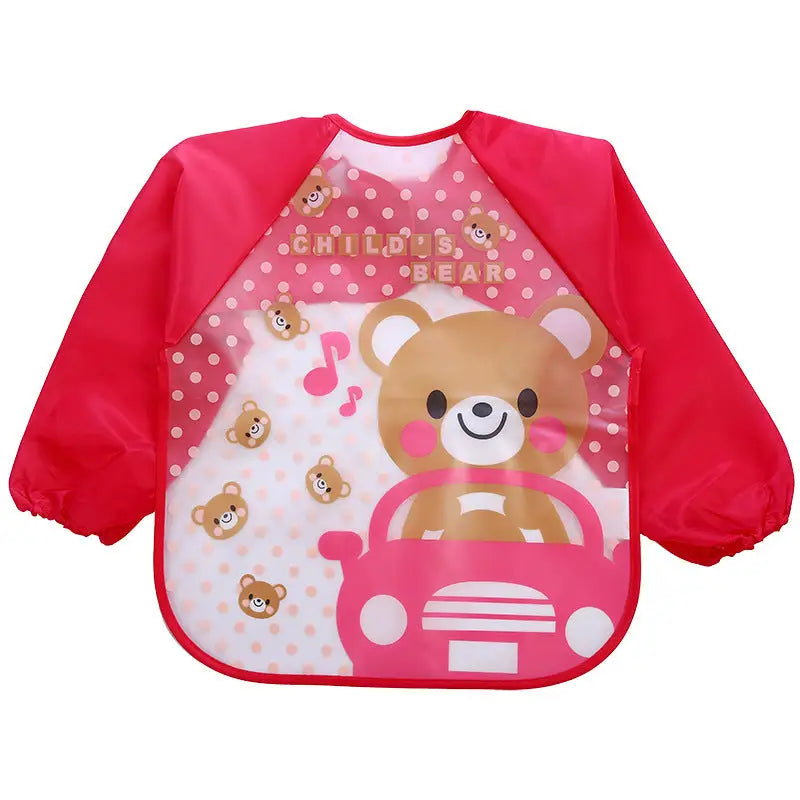 Rainy Day Artist: Kids Waterproof Art Apron - No 9 Red Bear Driving