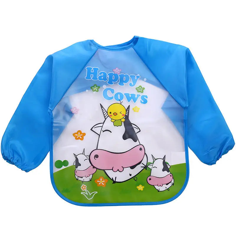 Rainy Day Artist: Kids Waterproof Art Apron - No3 Blue Dairy Cattle