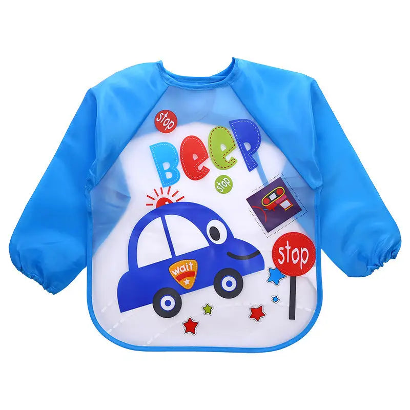Rainy Day Artist: Kids Waterproof Art Apron - No7 Blue Car
