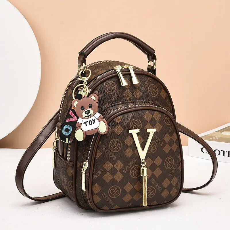 Retro Crossbody Backpack - Square Coffee