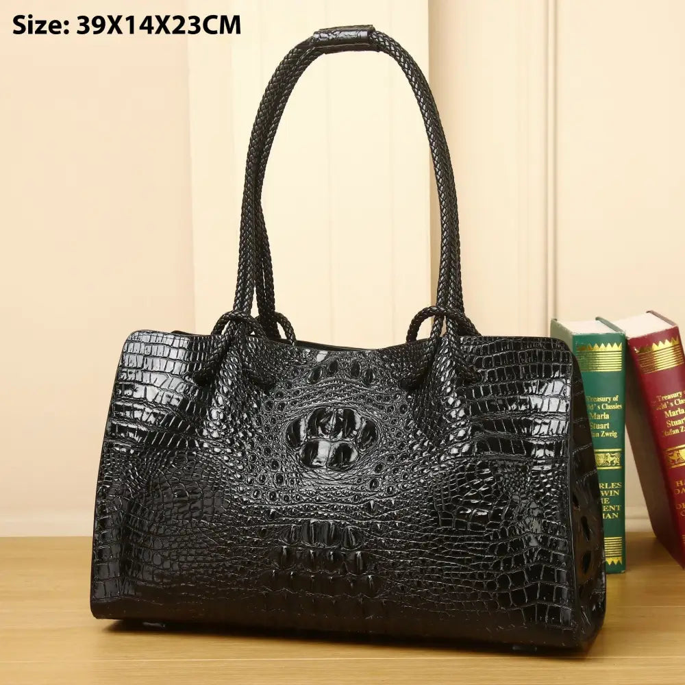 Retro European and American PU Shoulder Bag with Sandwich Pocket - Black