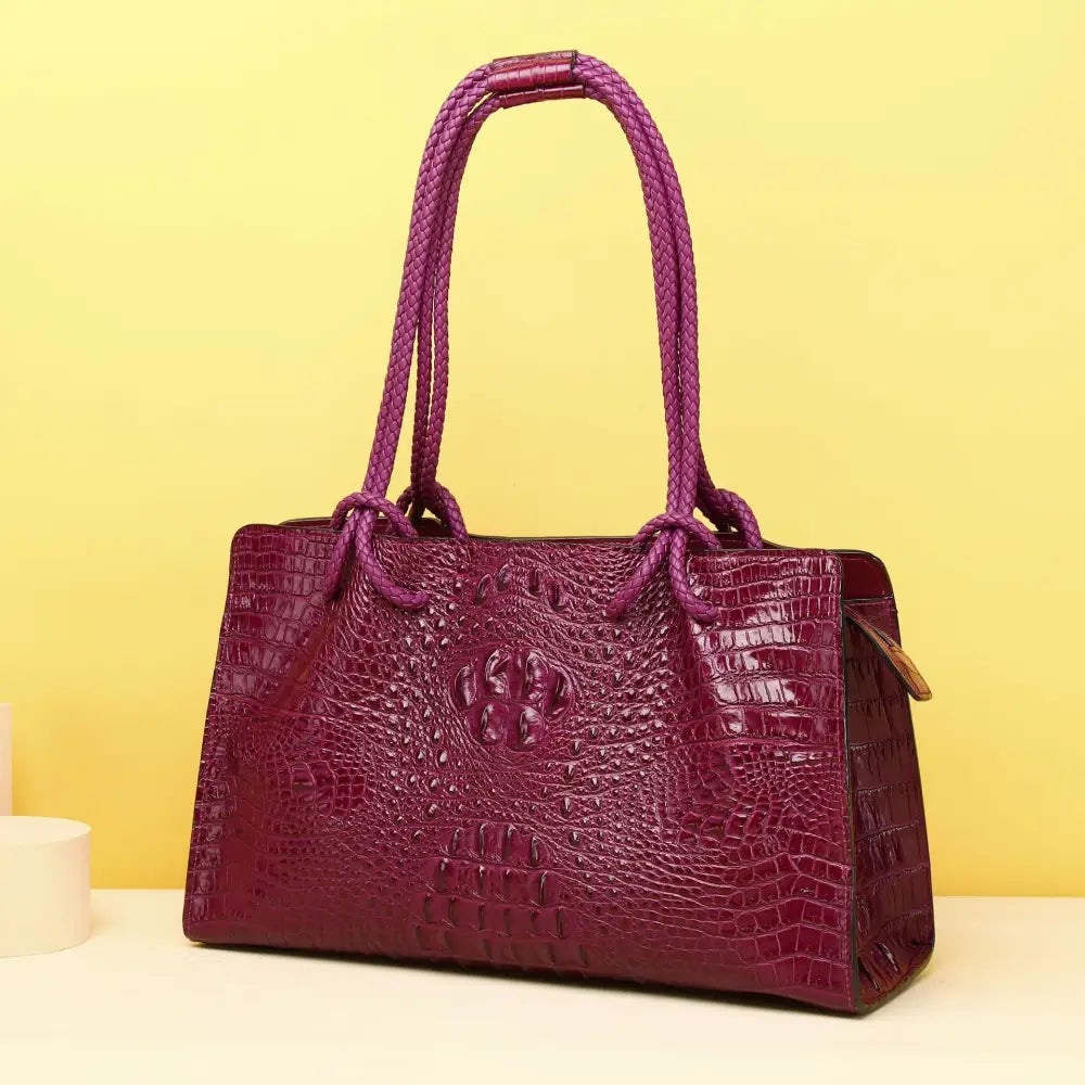 Retro European and American PU Shoulder Bag with Sandwich Pocket - Dark Purple