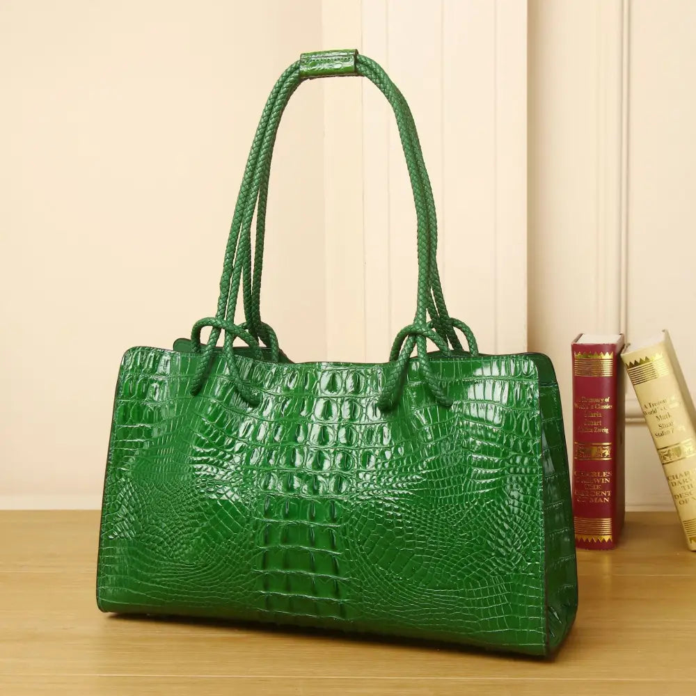 Retro European and American PU Shoulder Bag with Sandwich Pocket - Green