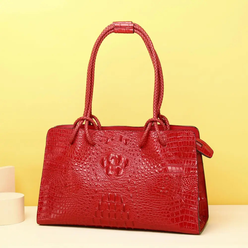Retro European and American PU Shoulder Bag with Sandwich Pocket - Red