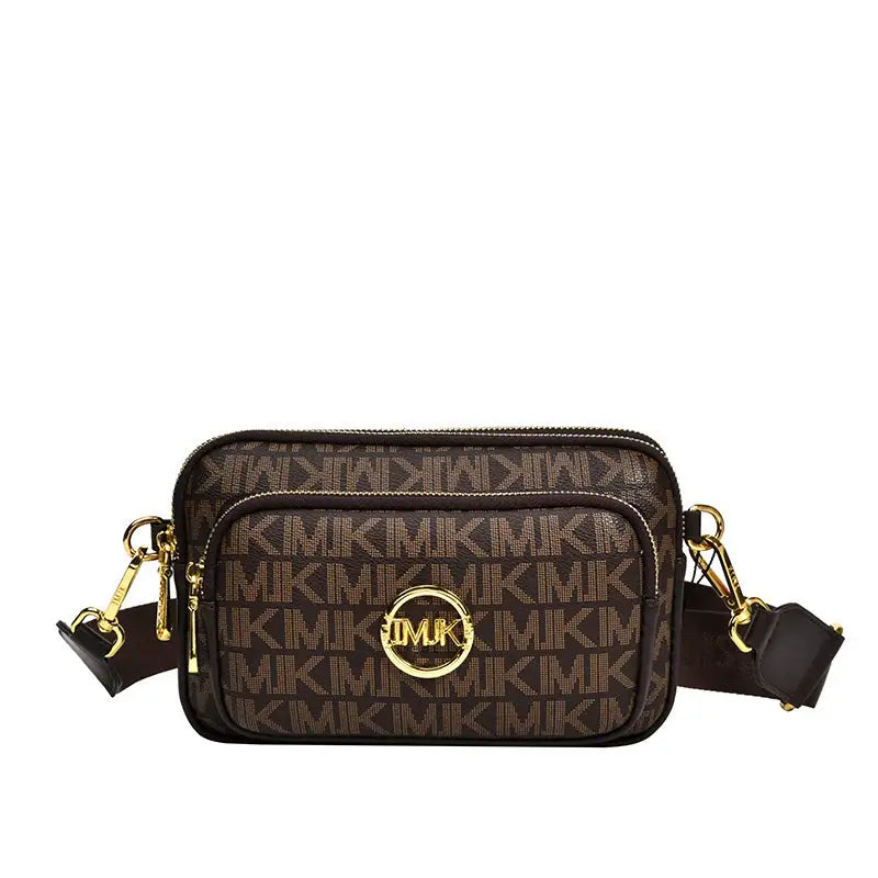 Retro European and American Soft PU Shoulder Bag with Sandwich Pocket