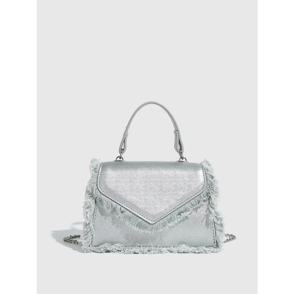 Retro PU Crossbody Bag in Blue Black White or Silver - Silver