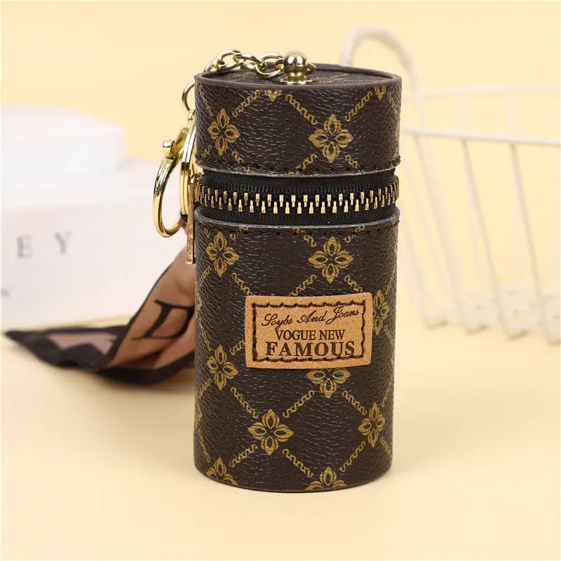Retro PU Leather Coin Purse for Men and Women - Brown