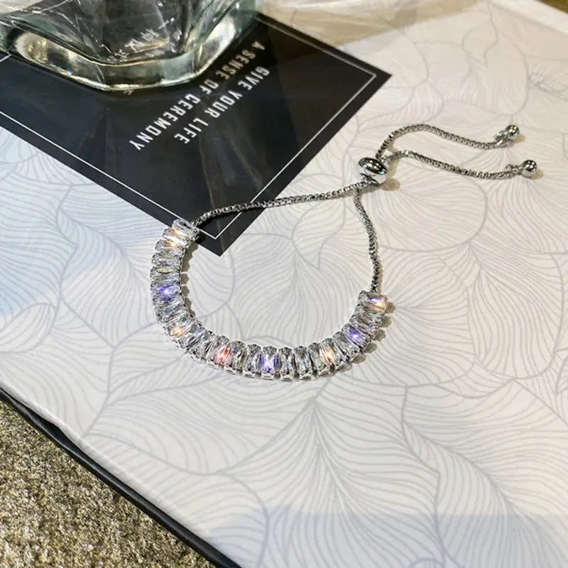 Rhinestone Chic Bracelet - Silver